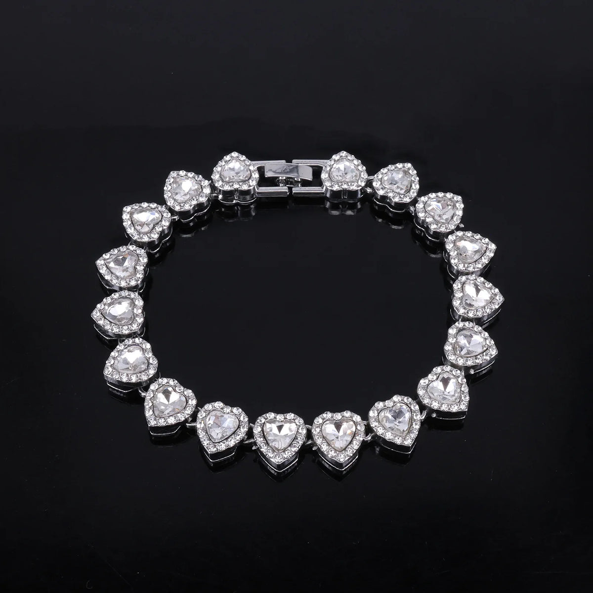 ZAKOL 45CM Nuovo Hip Hop Tennis Bracciale a catena Collana Cuore lucido Strass CZ Fashion Rock Party Set di gioielli