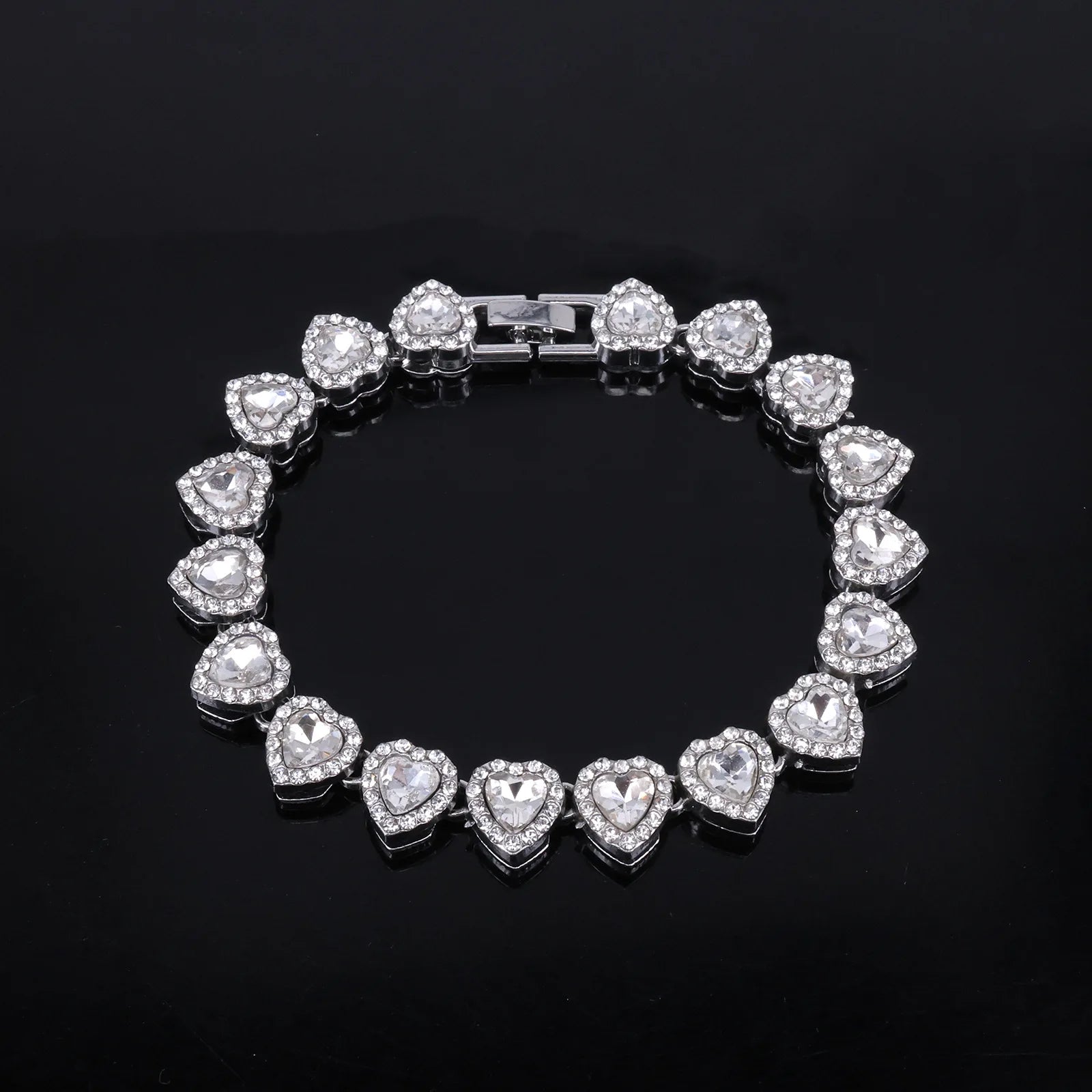 ZAKOL 45CM Nuovo Hip Hop Tennis Bracciale a catena Collana Cuore lucido Strass CZ Fashion Rock Party Set di gioielli