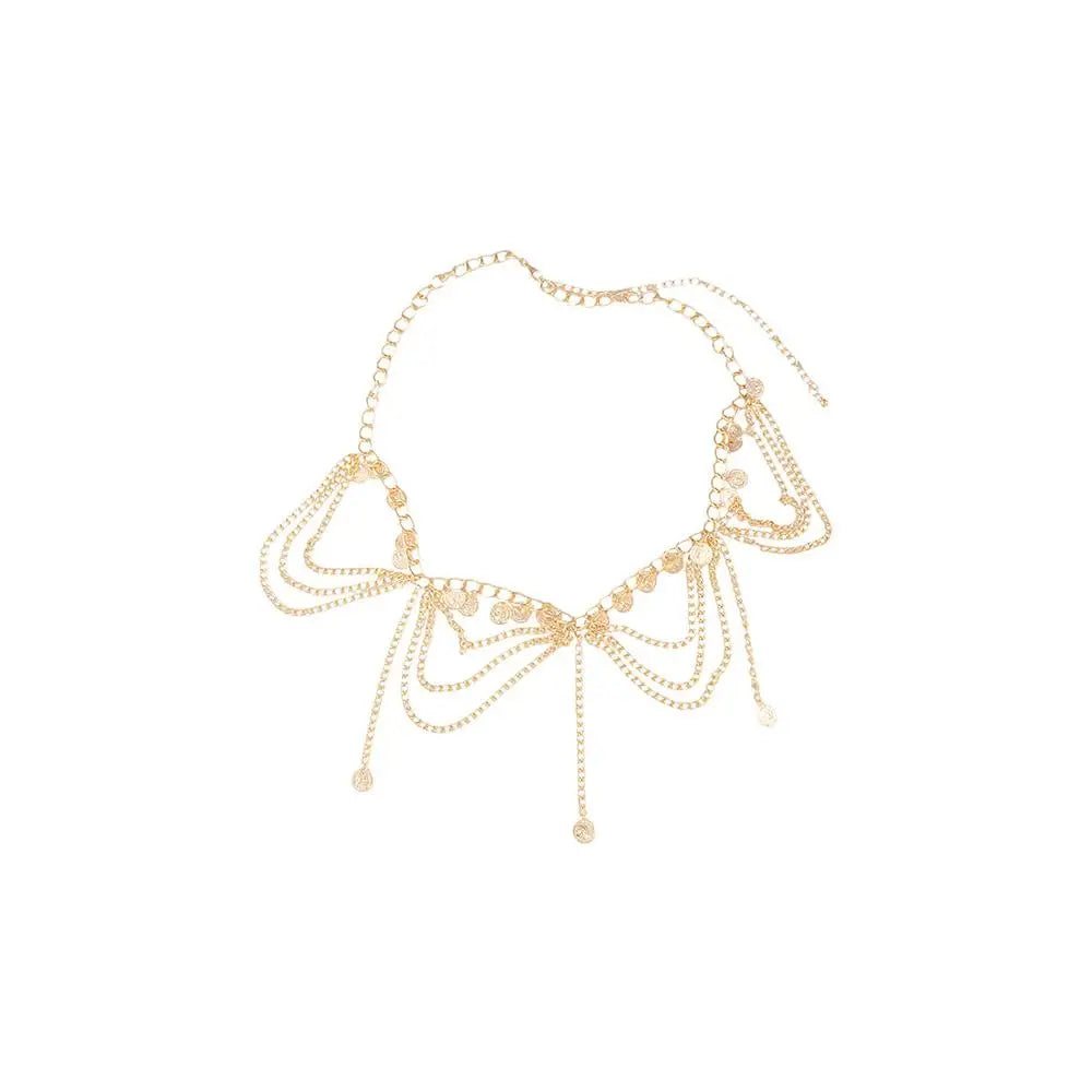 Chaîne de corps en métal pour l'été, chaîne de taille en or, argent et perles à pompon, style ethnique cœur, accessoires de plage