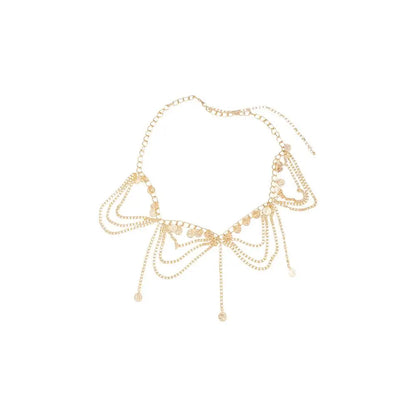 Chaîne de corps en métal pour l'été, chaîne de taille en or, argent et perles à pompon, style ethnique cœur, accessoires de plage