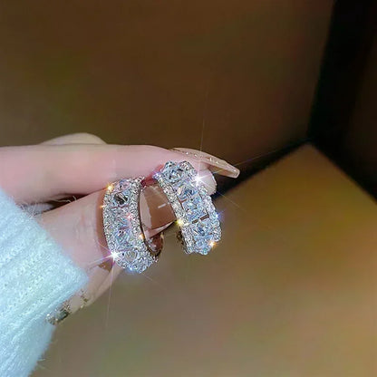 Orecchini di design combinato a doppio strato con rombo geometrico per le donne, moda semplice, accessorio quotidiano, gioielli per feste, regali di compleanno