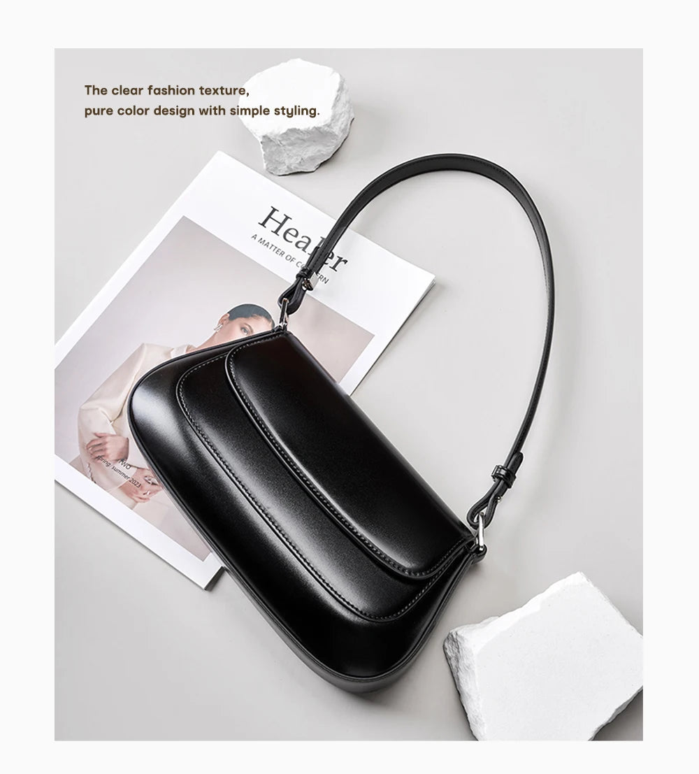 Borse di lusso Zency per donna, in vera pelle, stile francese, borsa a tracolla estiva da donna, borsa a spalla, borsa a tracolla sottobraccio.
