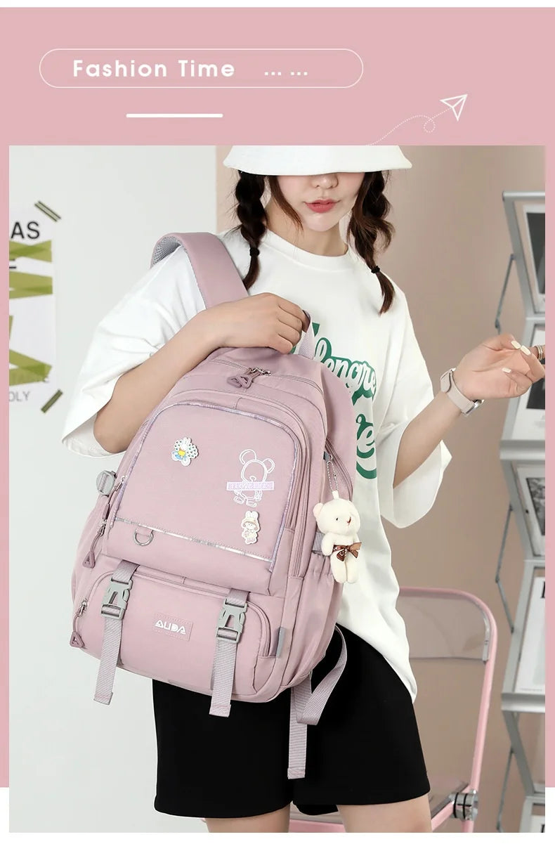 Borse da scuola per bambini per ragazze adolescenti Zaino grande Kawaii Zaino da scuola per studenti di medie dimensioni Borsa per libri Zaino da viaggio per laptop