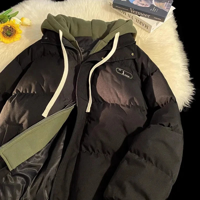 Nuova giacca invernale imbottita in cotone da donna, giacca in cotone con cappuccio in due pezzi Cappotto Parker imbottito in cotone caldo casual femminile