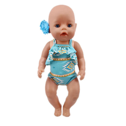 Costume da bagno per bambini in diversi stili, grazioso costume intero per bambole da 43 cm, accessori per bambole americane da 18 pollici, regali giocattolo per ragazze