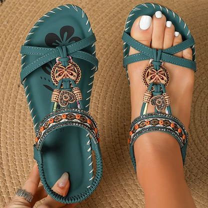 Sandali da donna Sandali estivi stile Boemia Donna Fondo morbido Sandali con tacco basso Scarpe da donna Scarpe antiscivolo Calzature estive