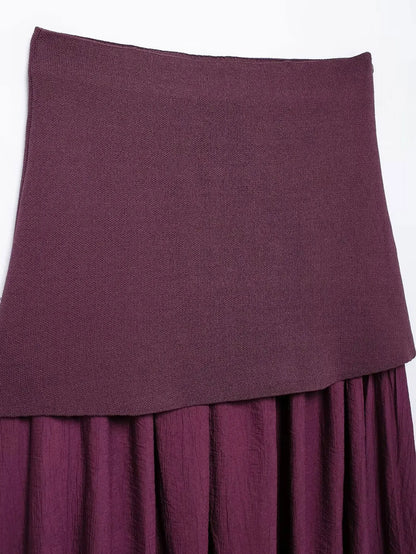 HH Set di gonne lavorate a maglia eleganti femminili 2024 Scollo a V con bottoni Canottiera + Gonna a pieghe patchwork a-line Abito solido alla moda