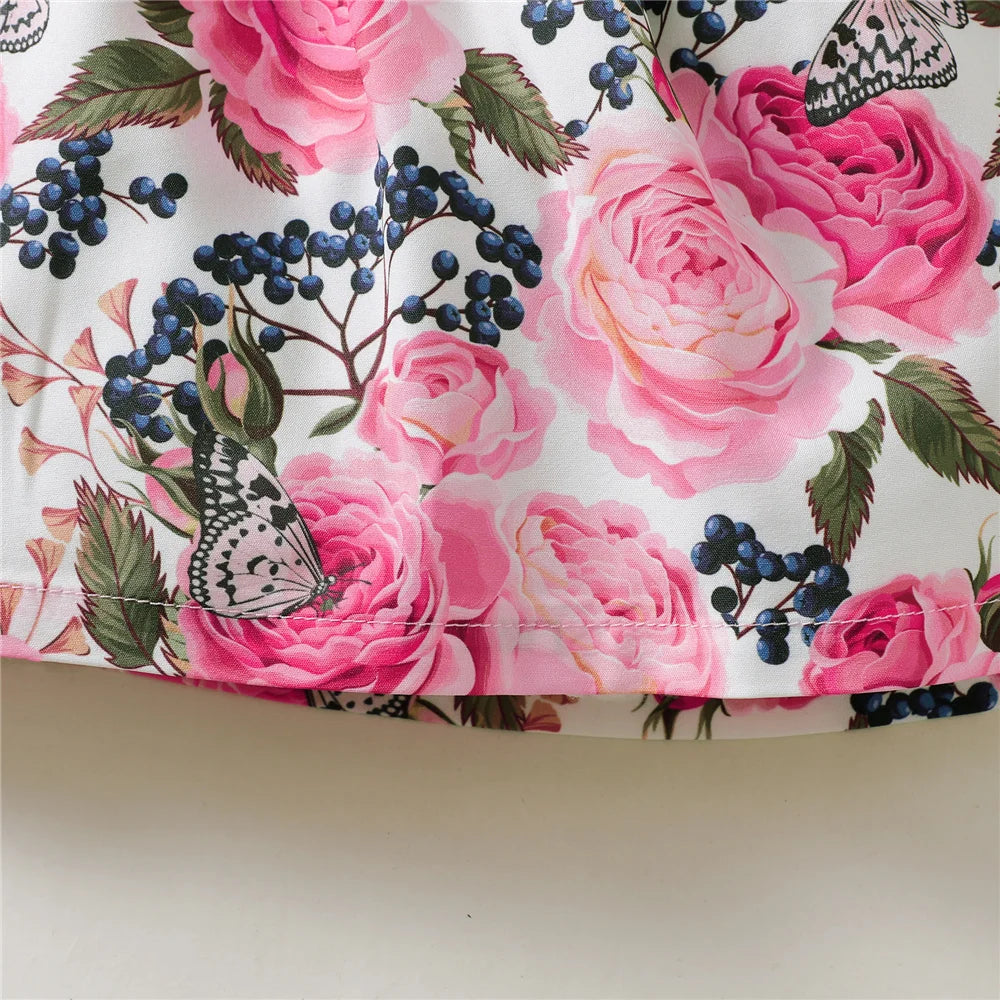 1-5 anni Toddler Girl Dress Fly Sleeve Flowers A- Line Princess Dress bambini Summer Lovely Daily Holiday Dresses for Kids Gir