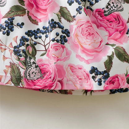 1-5 anni Toddler Girl Dress Fly Sleeve Flowers A- Line Princess Dress bambini Summer Lovely Daily Holiday Dresses for Kids Gir