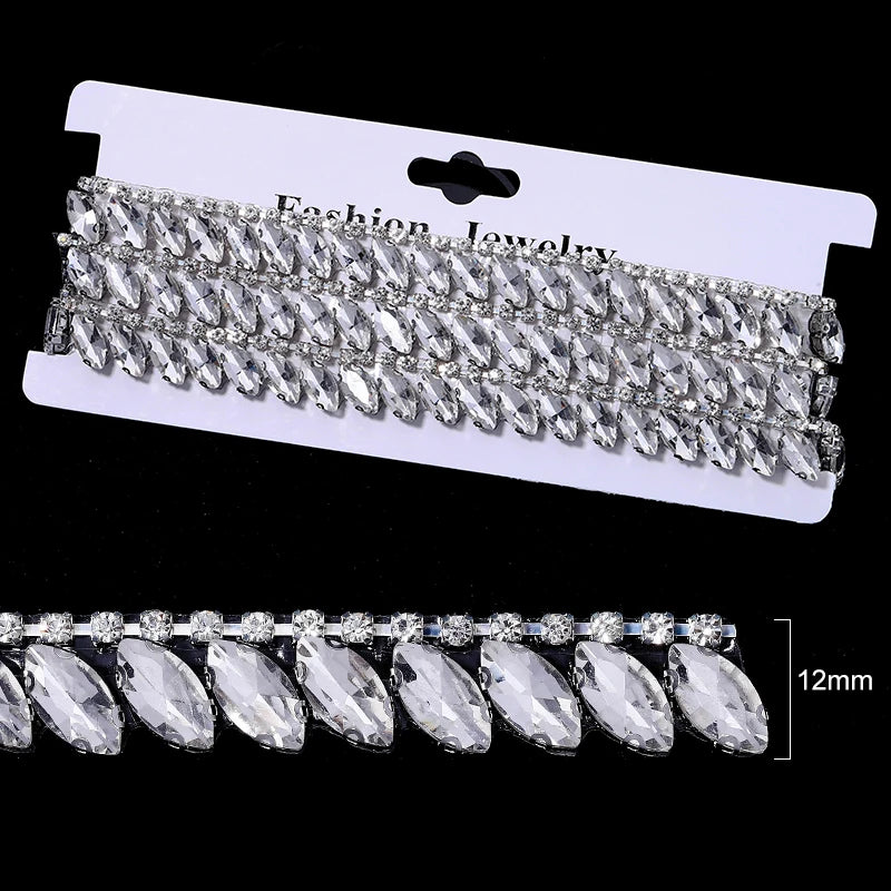 Ducrystal 1 metro motivo strass nastro hot fix vetro cristallo strass trim catena per scarpe fai da te, borse, abiti decorazione