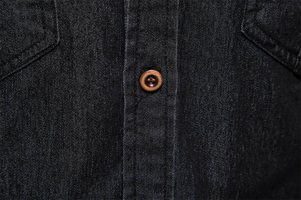 Camicia da uomo in denim di cotone elastico di marca AIOPESON Camicie da cowboy di qualità a maniche lunghe per uomo Abbigliamento casual da uomo slim fit