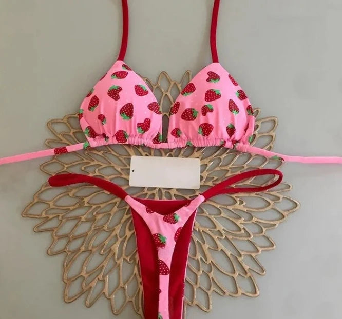 2026 New Sexy Prints Mciro Bikini Set Women Holiday Swimsuit Lace-up Swimwear 2 Piece Set Backless Biquine Brasileiro Beachwear
