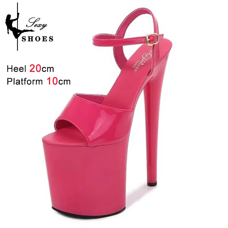 Women Sexy Show Sandals 20 CM High Heels Sexy Platform Color Sandals Girls 8Inch Super High Heels Shoe for Party Club Stripper