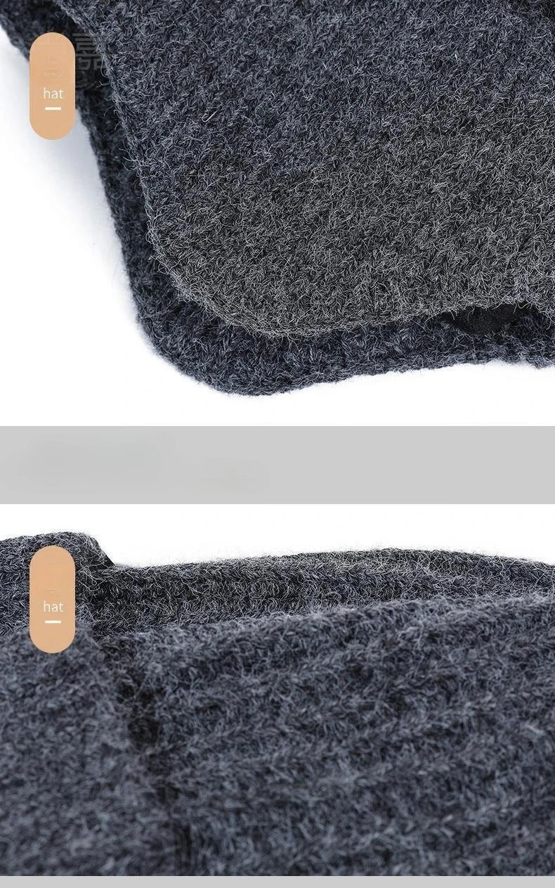 Cappello Invernale da Uomo per Esterni, Lavorato a Maglia, Caldo e Felpato, con Visiera e Paraorecchie, Stile Casual, Foderato in Finta Pelliccia, Protezione per le Orecchie per Ciclismo