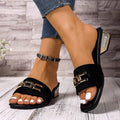 Legere Damen-Sandalen für Frühling und Sommer, Unisex-Sandalen mit modischer Metallschnalle und Bohemia-Schnalle, Strandschuhe, vielseitige Kitten-Heel-Sandalen, Urlaub, Party, tägliche Arbeitskleidung