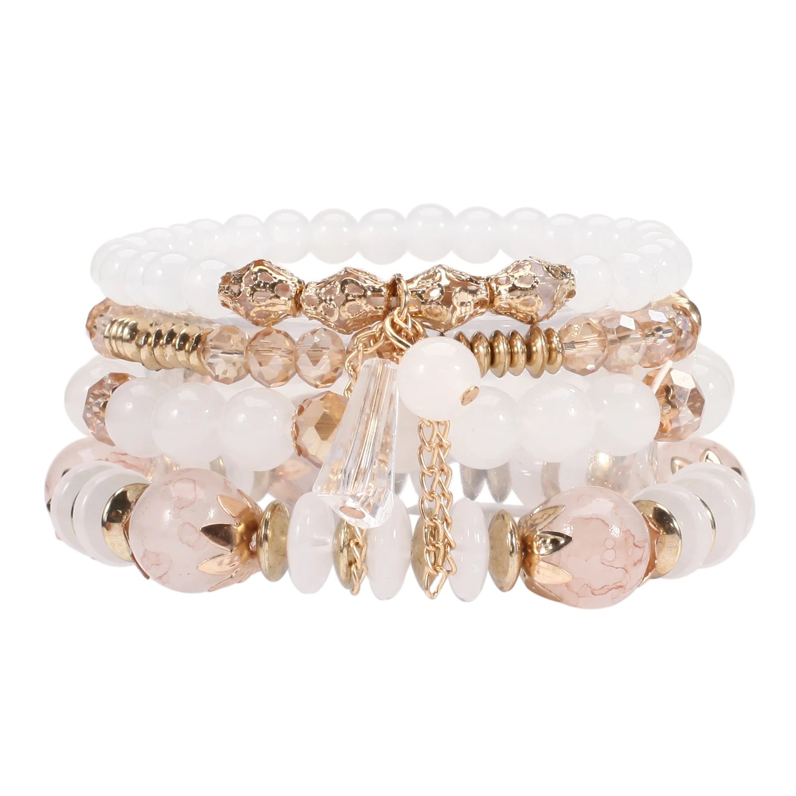 Braccialetti bohémien con perline impilabili per donna Braccialetti elasticizzati con ciondolo a forma di braccialetto multistrato