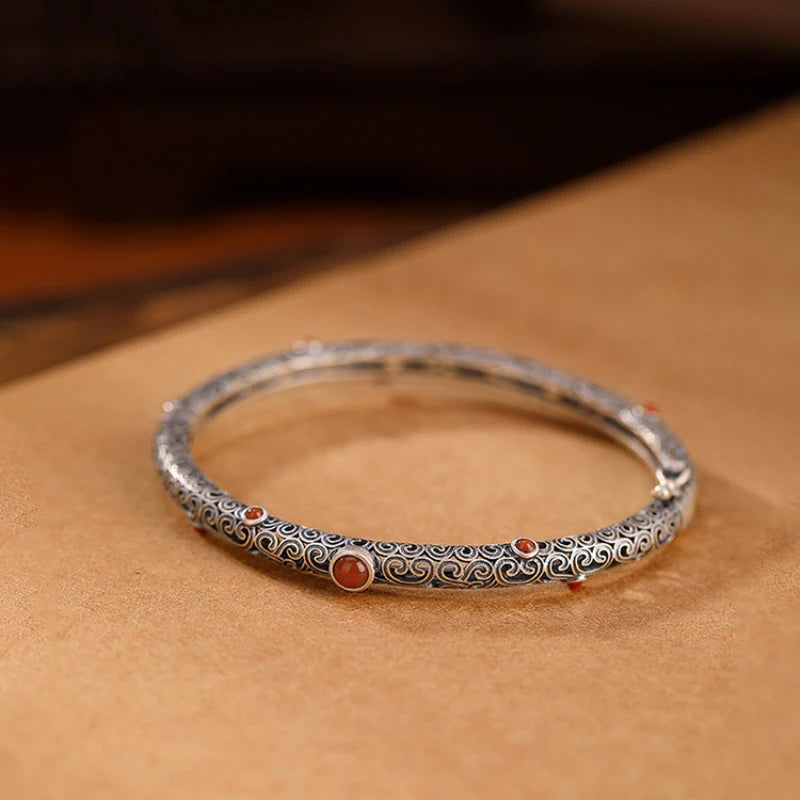 Copper Bracelet for Women Vintage Ethnic Openwork Bangle Exquisite Retro Court Classic Party Jewelry Gift Festival Accessories