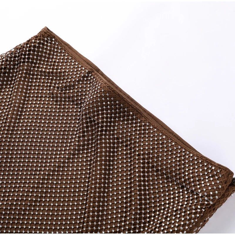 Abito corto senza maniche scintillante da donna con tutti i strass Abiti sexy senza spalline alla moda per donna Estate Nuovo outfit streetwear