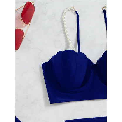 S - XL perle Bikini Push Up costume da bagno donna costumi da bagno donna Bikini a tre pezzi con reggiseno coppa bagnante costume da bagno Swim V4302