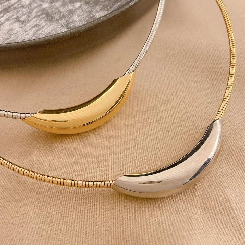 ZAKOL Collare a catena con osso di serpente in tubo di metallo dal design alla moda francese per donna Uomo Personalità Girocollo in acciaio inossidabile Gioielli per feste