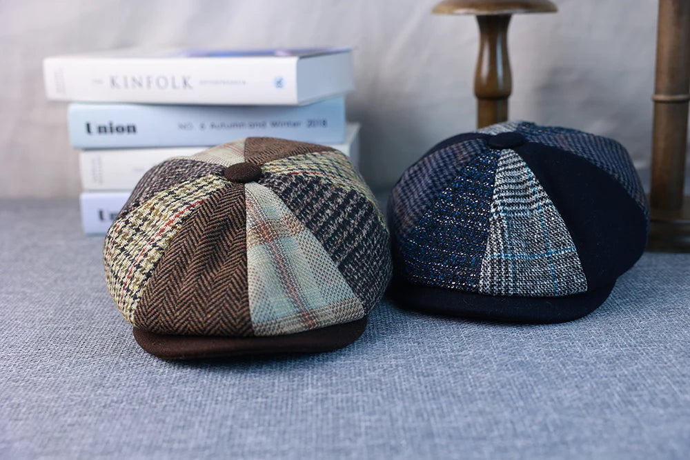 Primavera Autunno Inverno Uomo Classico Splicing Cappelli Ottagonali Retro British Newsboy Cap Gatsby Donna Uomo Berretti Berretto 005