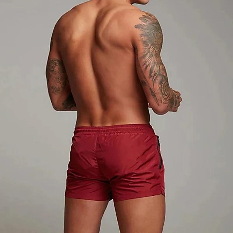 Costume da bagno da uomo con tasche con cerniera Fodera in rete Pantaloncini da spiaggia estivi Costume da bagno da bagno ad asciugatura rapida Costume da bagno