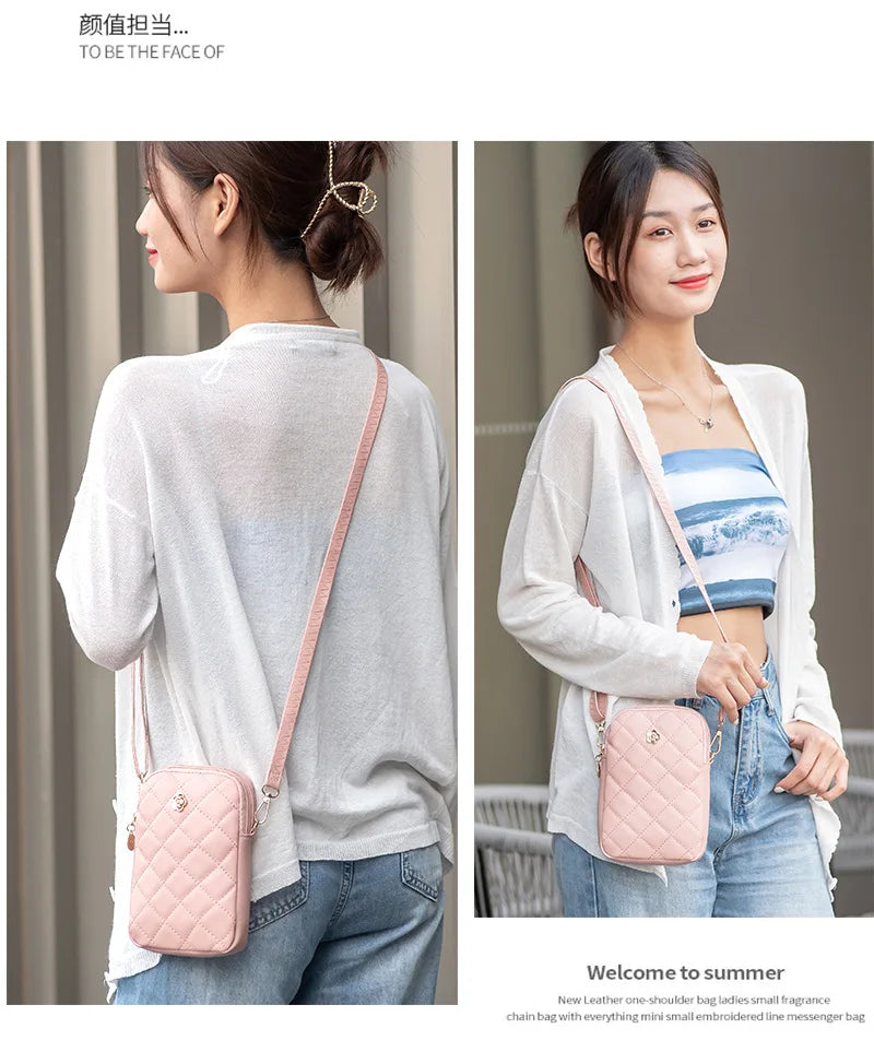 Nuovo 2025 Nuova borsa a tracolla in PU Borse centinaia e semplici Mini borsa per cellulare da donna Borse a tracolla Borse quadrate piccole estive