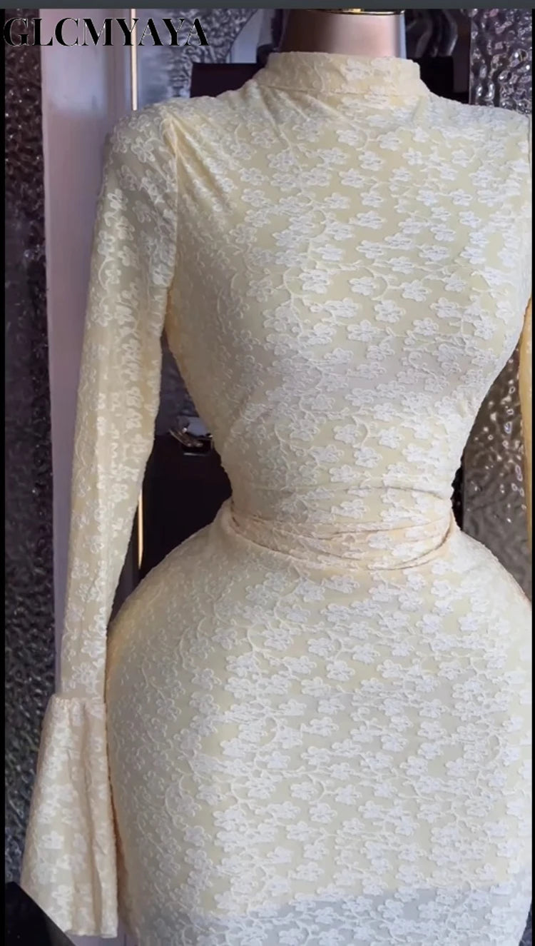 GLCMYAYA Donna Colletto alla coreana Elastico Aderente Midi Mini abito in raso 2026 Autunno Inverno Cocktail Anche festa di compleanno Abiti alla moda
