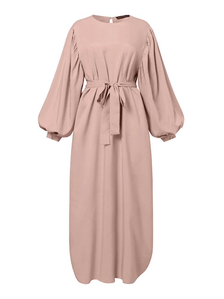 Autunno manica a sbuffo marocco abito musulmano donna Abaya caftani abiti da sera Casual donna turchia Islam abito lungo Femme Vestidos