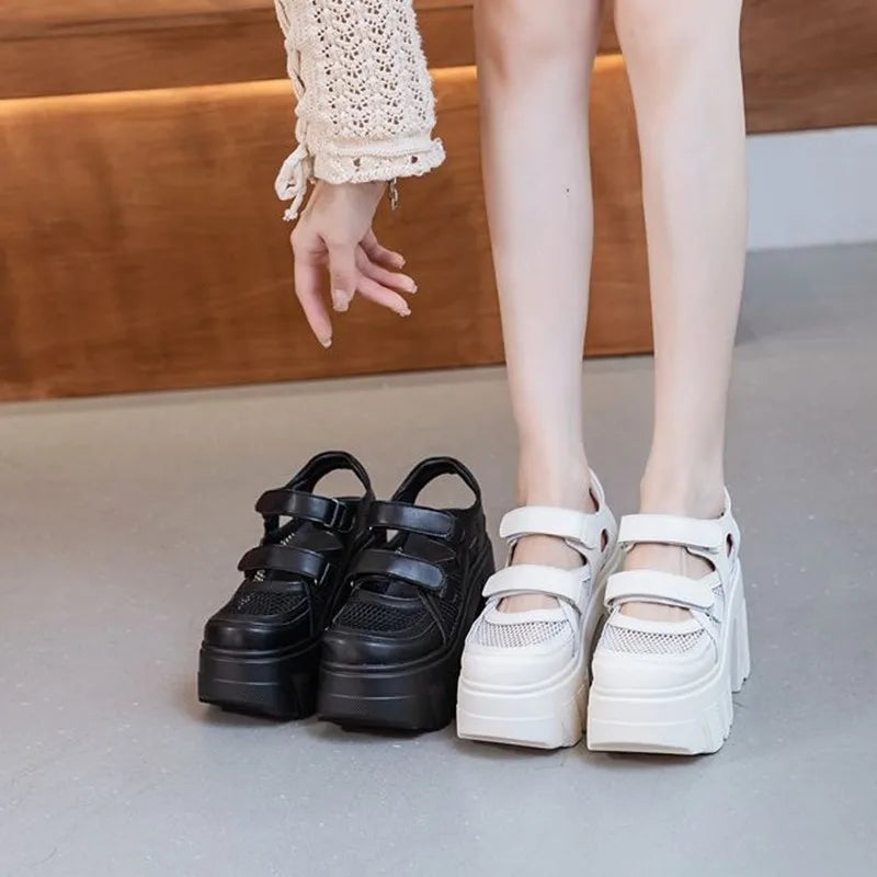 DIMANYU Sandals Female Genuine Leather 2026 New Platform High Heels Women's Shoes Mesh Breathable Women's Sandals