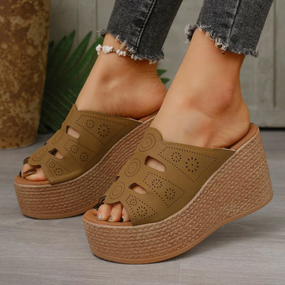 Sandales d'été décontractées pour femmes Sandales compensées à plateforme antidérapantes pour l'extérieur Sandales antidérapantes confortables pour femmes Chaussures de créateur Zapatos De Mujer