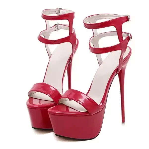 Aneikeh Vendite Calde 2026 Stile Estivo Sexy 16 Centimetri Sandali Delle Donne Tacchi Alti Open Toe Fibbie Discoteca Partito Scarpe Nero Grande Formato 15