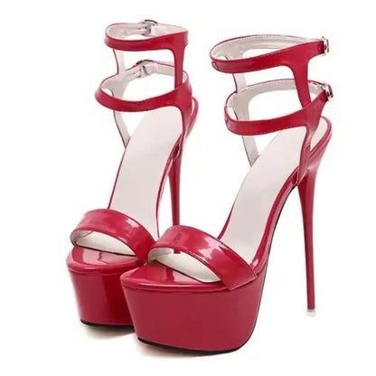 Aneikeh Vendite Calde 2026 Stile Estivo Sexy 16 Centimetri Sandali Delle Donne Tacchi Alti Open Toe Fibbie Discoteca Partito Scarpe Nero Grande Formato 15