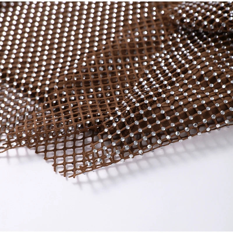 Abito corto senza maniche scintillante da donna con tutti i strass Abiti sexy senza spalline alla moda per donna Estate Nuovo outfit streetwear