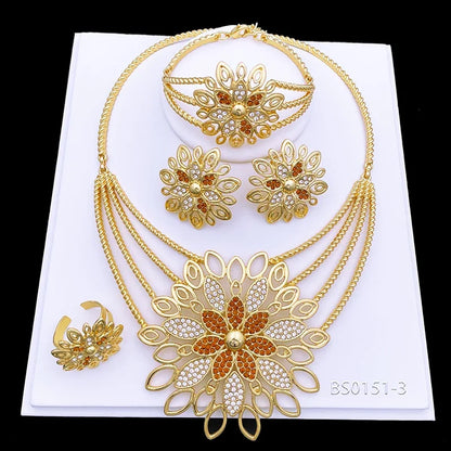 Luxury Big Jewelry Set Fashion Statement Wedding Jewelry Large Pendant Necklace Earring Set For Women Summer Beach Party Gift