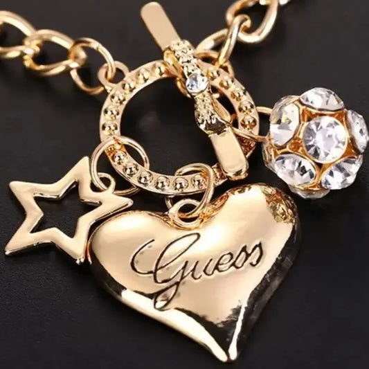 Bracciale con sfera di fuoco con stella di Halloween con ciondolo a forma di cuore grande per le donne, perla d'imitazione, chiusura con ciondolo carino, gioielli con braccialetto da donna