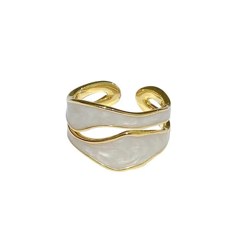 Anelli aperti a doppio gocciolamento di olio color oro retrò per le donne Anello da dito regolabile irregolare di lusso 2023 Nuovi gioielli da sposa alla moda