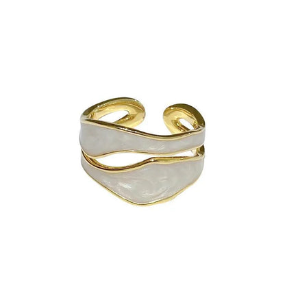 Anelli aperti a doppio gocciolamento di olio color oro retrò per le donne Anello da dito regolabile irregolare di lusso 2023 Nuovi gioielli da sposa alla moda