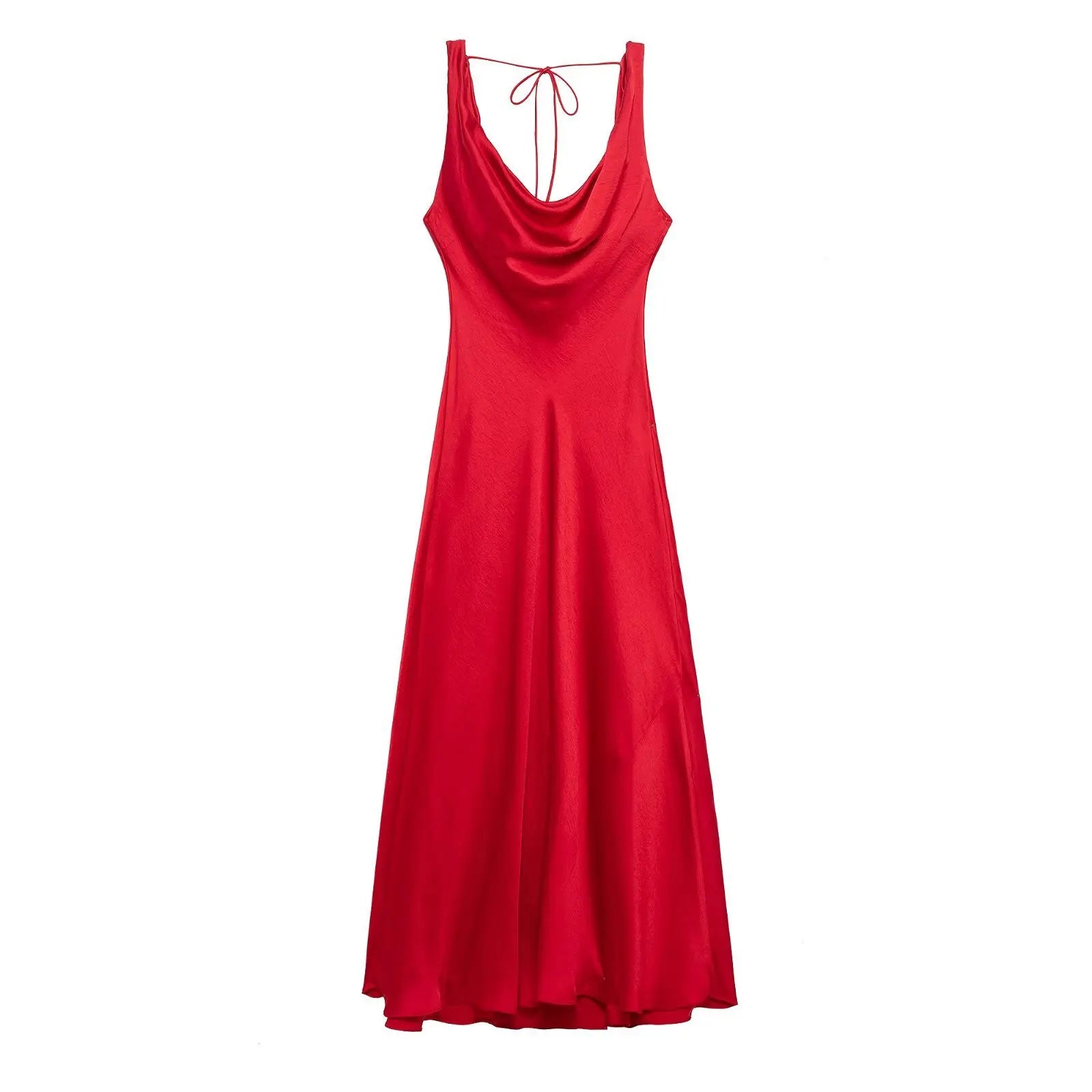 Summer sexy pleated satin chic red women party dress sleeveless beach maxi dress new commuter high street style