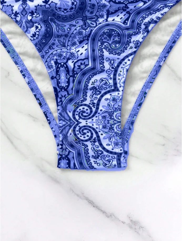 Costume da bagno bikini push-up halter stampato 2026 da donna, sexy, con spalline, per il mare e la piscina