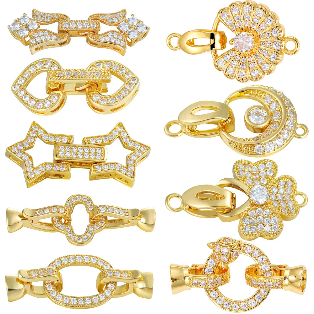Juya 18K Placcato Oro Elementi di Fissaggio Decorativi Connettore Serrature Perle Catenacci Accessori Per Il Cucito FAI DA TE Perline Creazione di Gioielli