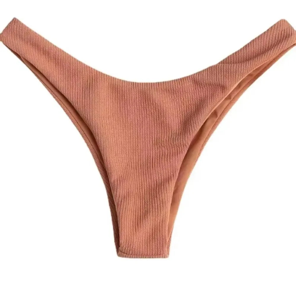 Sexy Bikinihose Damen 2025 Bademode Low Waist Slip Einfarbig Thong Strandmode Brasilianischer Badeanzug Sommer