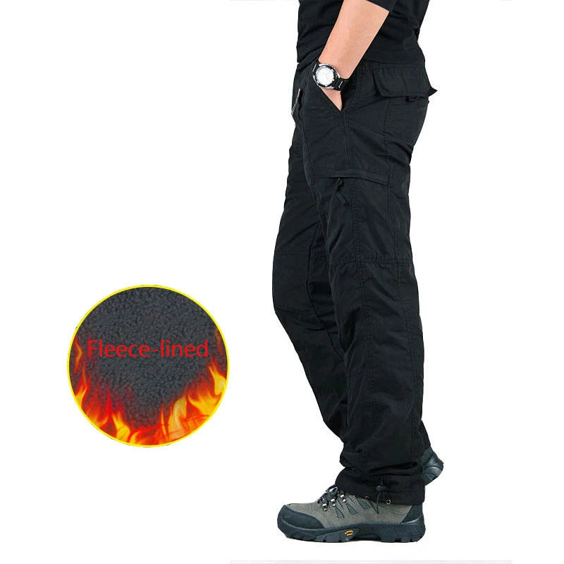 Shapershark Pantaloni da lavoro foderati in pile da uomo per l'autunno/inverno Pantaloni foderati in cotone caldo Pantaloni sportivi tinta unita Design multitasche