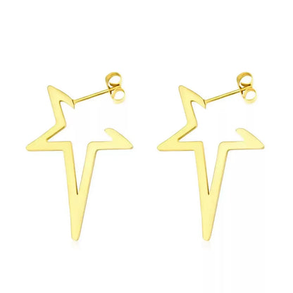 Harajuku Punk Grande Stella Orecchino Irregolare Scava Fuori Alien Metallo Pentagramma Ear Stud per Le Donne Cool Girl Trend Y2K Gioielli NUOVO Har