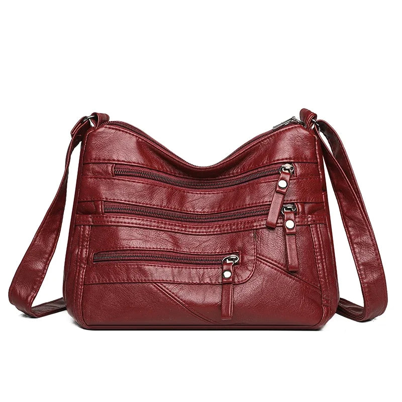 Borsa a tracolla in pelle da donna Tracolla regolabile Chiusura con cerniera Borsa per donna Viaggio Lavoro Borsa a tracolla casual quotidiana