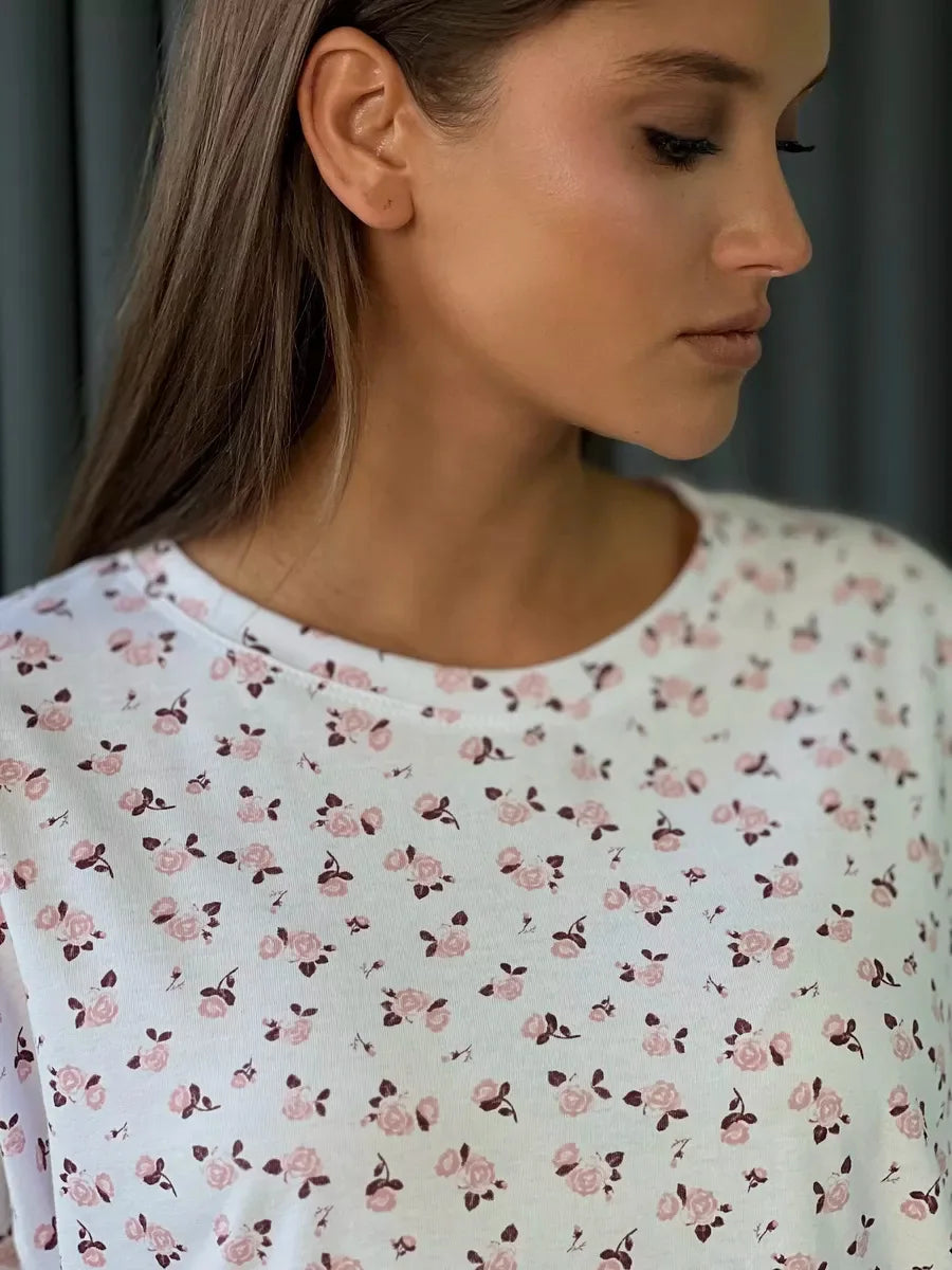 Pigiama da donna Set Nuova primavera ed estate Nuovi pantaloncini stampati Pigiama da donna casual alla moda a cinque maniche Homewear