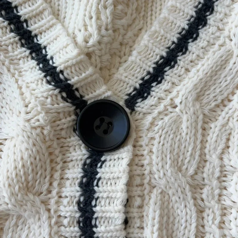 Cardigan folklore beige Toppa da donna con lettera con maglione lavorato a maglia ricamato a stella Cardigan oversize casual autunno inverno femminile
