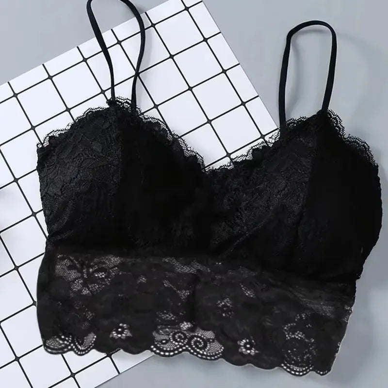 Sommer Damen Spitze Sexy Top Ärmellos Tops Gepolsterter Bralette BH Bustier Reißverschluss Hinten Club Crop Tank Lingerie Damenunterwäsche