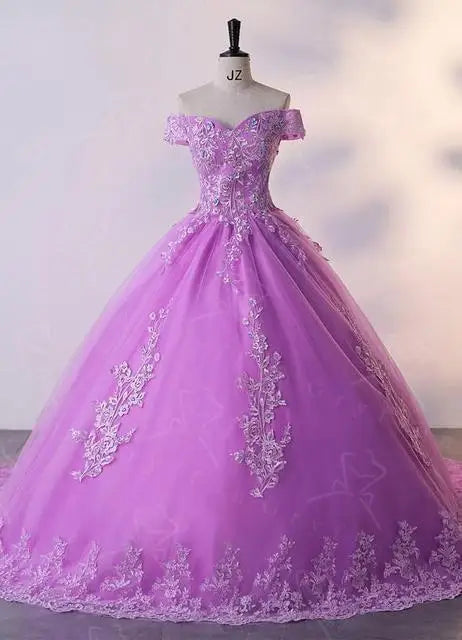 Ashley Gloria Pink Quinceanera abiti Sweet Flower Party Dress Luxury Lace Ball Gown Real Photo Prom Dress Boho Vestidos