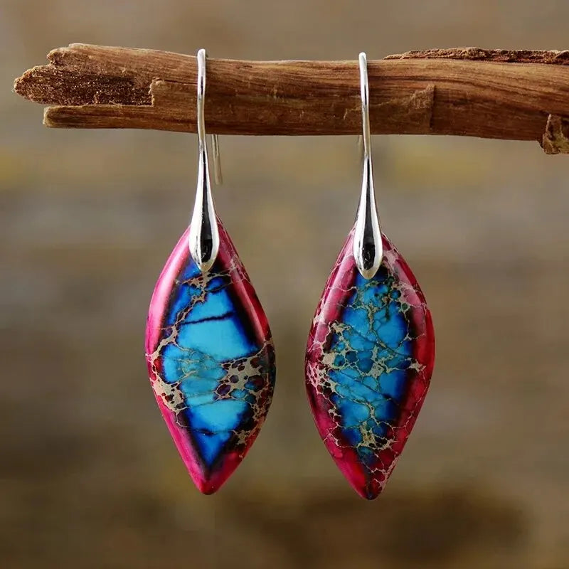 Minimalismo alla moda Diaspri dell'imperatore naturale pendenti Orecchini pendenti da donna Regali etnici eleganti per le vacanze